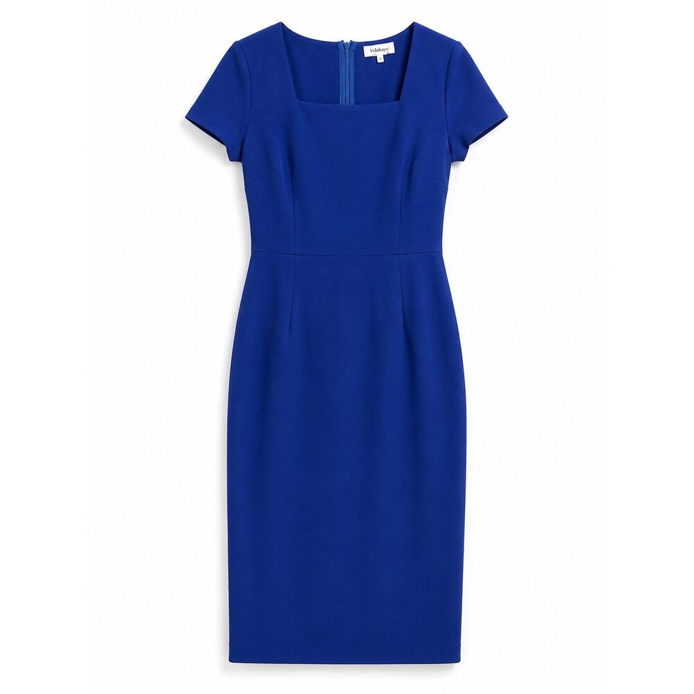 Bohme Blue Bodycon Corporate Dress Sz M Office Executive Party Evening Event - Picture 5 of 6